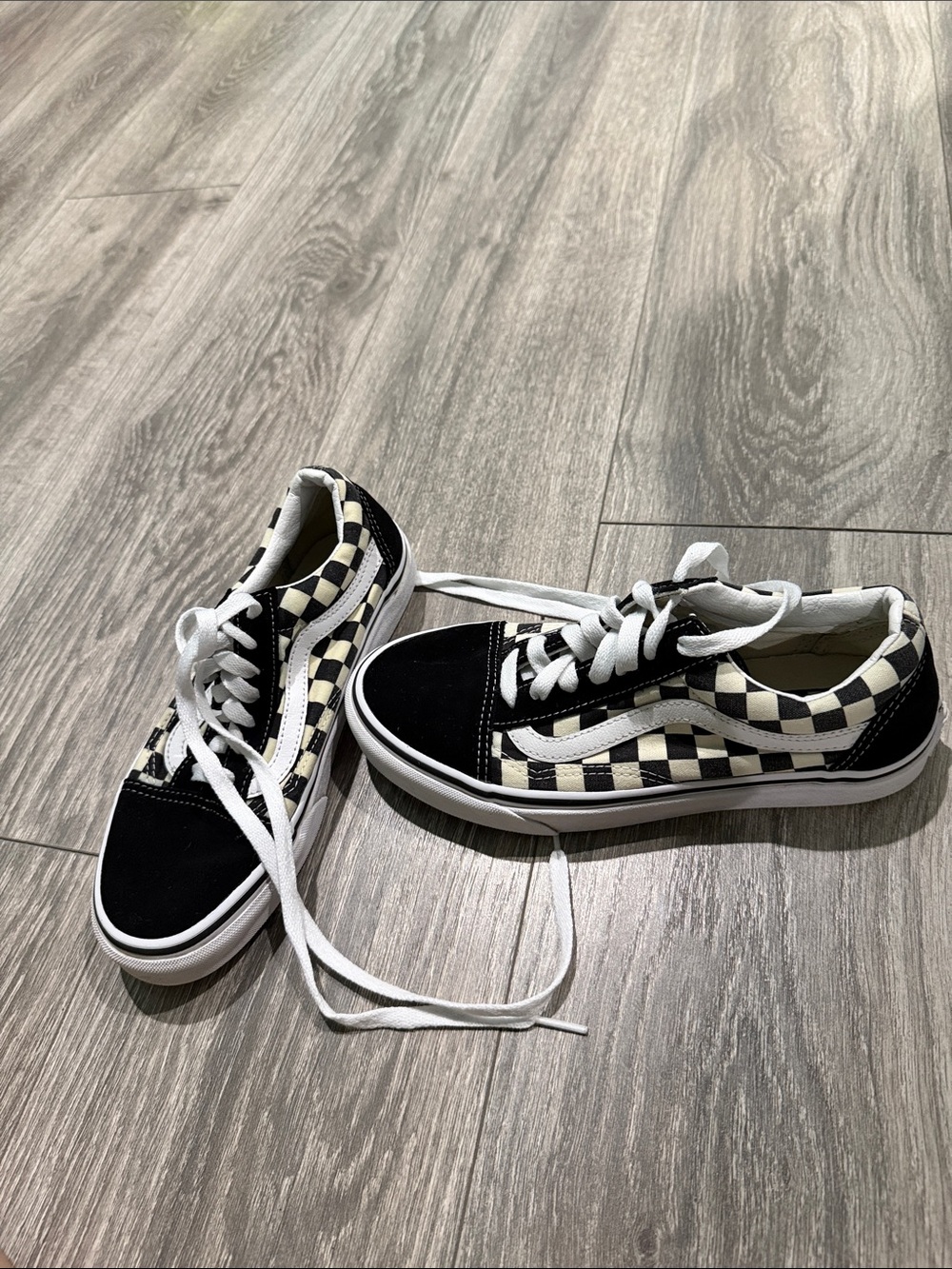Vans Kids Black and Cream Checkerboard Low-Top Skate Sneakers